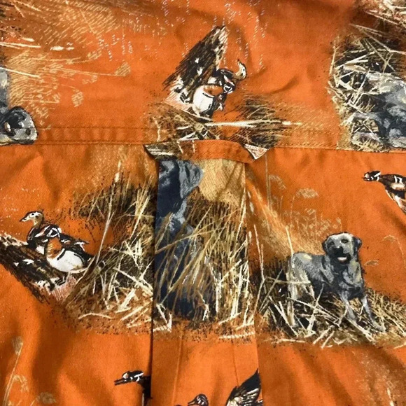 Men's Orange Animal Print Casual Button Down Shirt - Picture 7 of 7